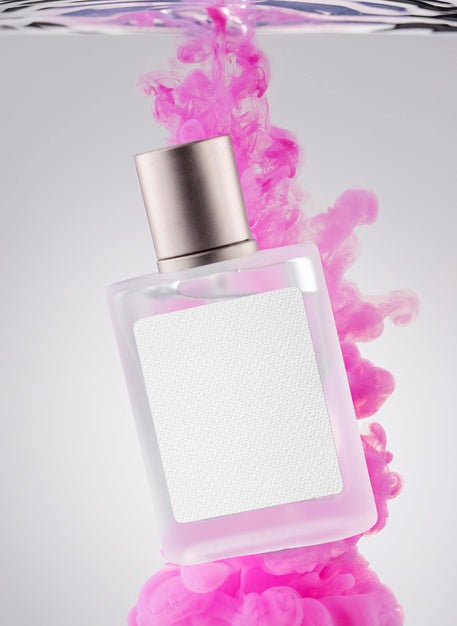 Perfume Bottle And Pink Smoke Psd