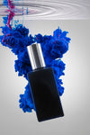 Perfume Bottle And Vivid Blue Smoke Mockup Psd