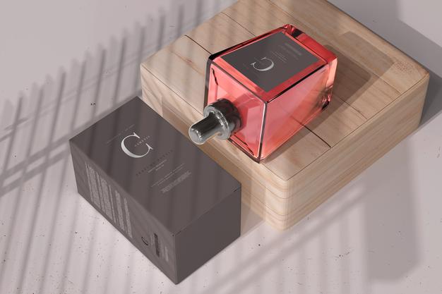 Perfume Bottle With Box Mockup Psd