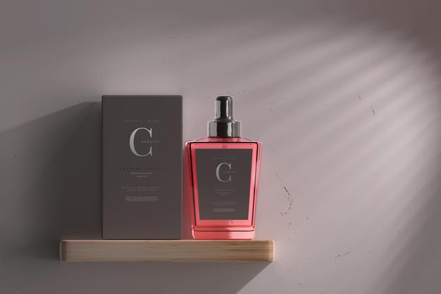Perfume Bottle With Box Mockup Psd