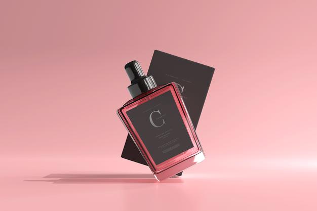 Perfume Bottle With Box Mockup Psd
