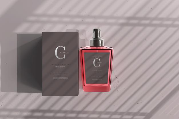 Perfume Bottle With Box Mockup Psd