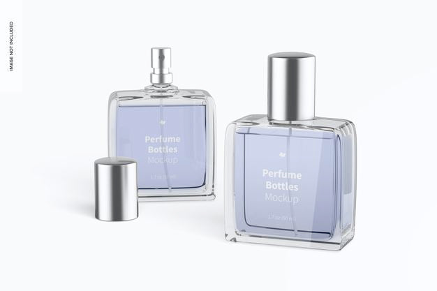 Perfume Bottles Mockup, Opened And Closed Psd