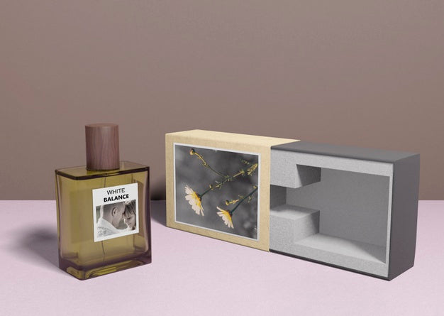 Perfume Box Beside Perfume Bottle Psd