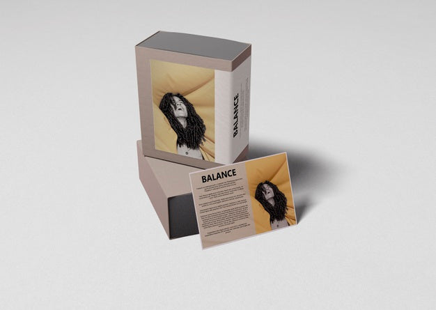 Perfume Boxes With Information Card Beside Psd