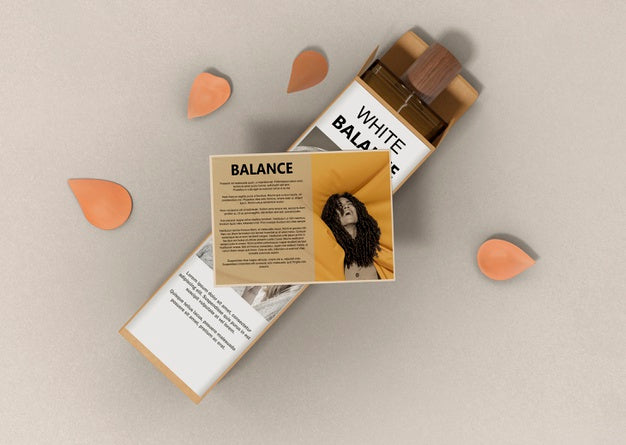 Perfume With Description Beside And Petals Psd