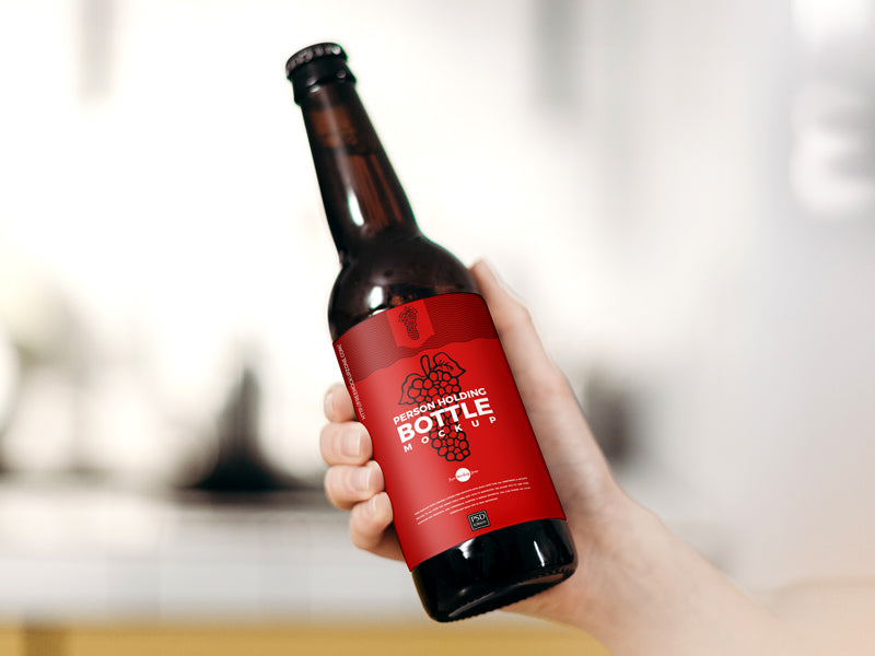 Person Holding Bottle Mockup