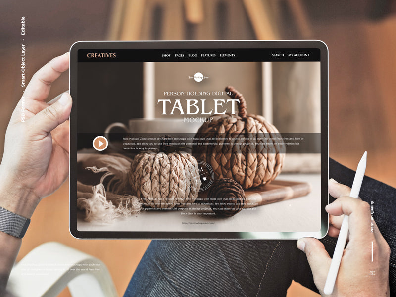 Person Holding Digital Tablet Mockup