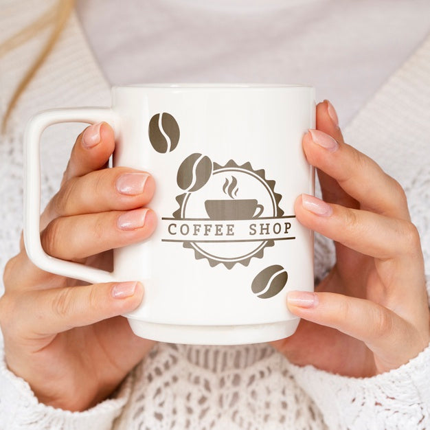 Person Holding White Mug Mock-Up Psd