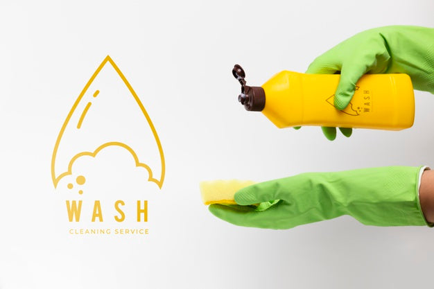 Person Pouring Detergent On A Sponge Mock-Up Psd