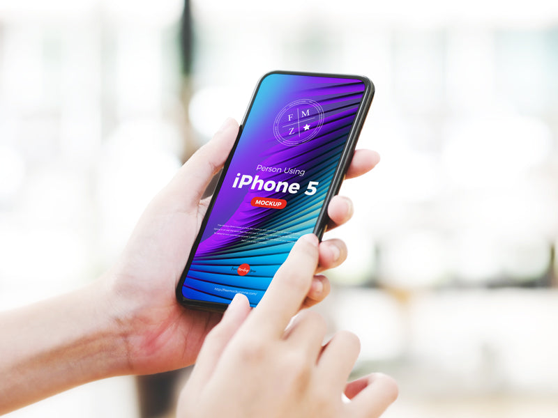 Person Using Iphone 5 Mockup