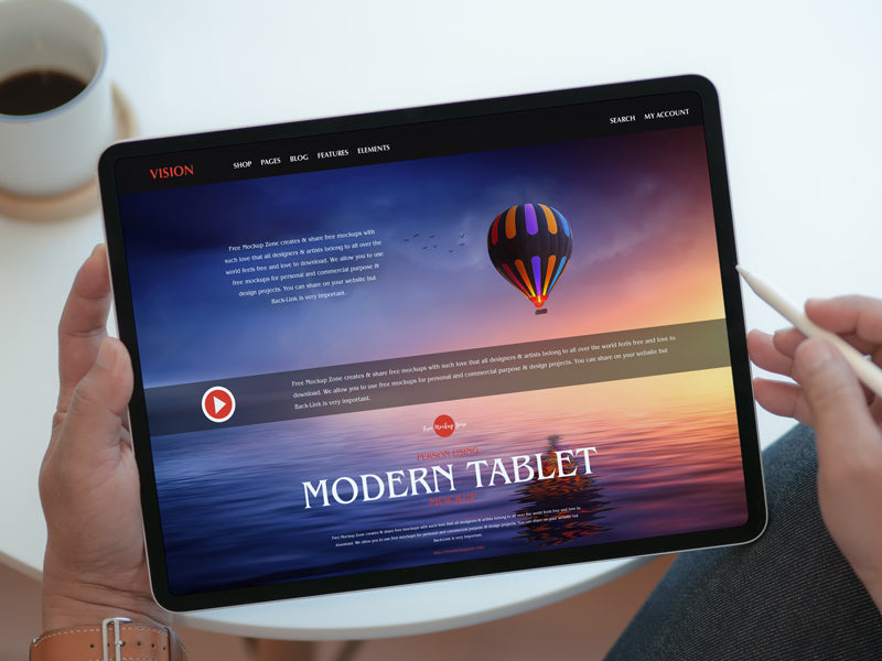 Person Using Modern Tablet Mockup