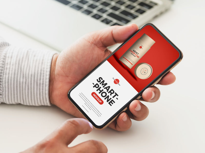 Person Using Smartphone Mockup Psd
