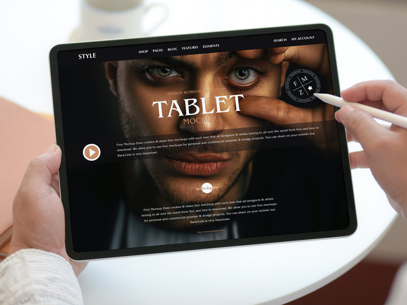 Person Working On Modern Tablet Mockup