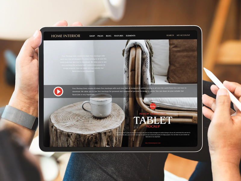 Person Working On Tablet Mockup