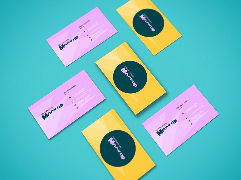 Perspective Business Cards Mockup