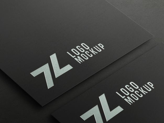 Perspective Silver Foil Embossed Logo Mockup Psd