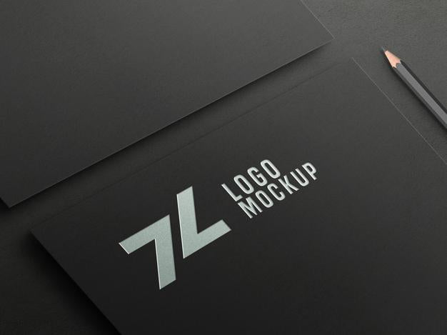 Perspective Silver Foil Embossed Logo Mockup Psd