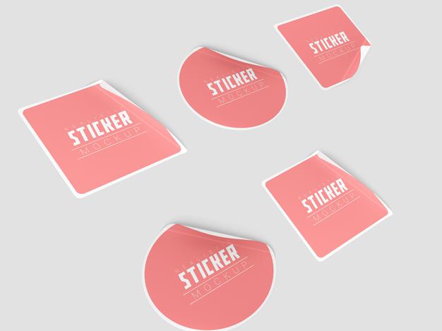 Perspective Sticker Set Mockup Psd