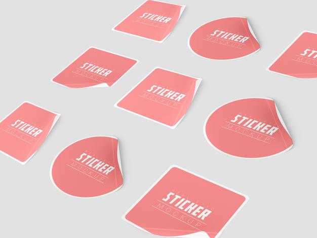 Perspective Sticker Set Mockup Psd