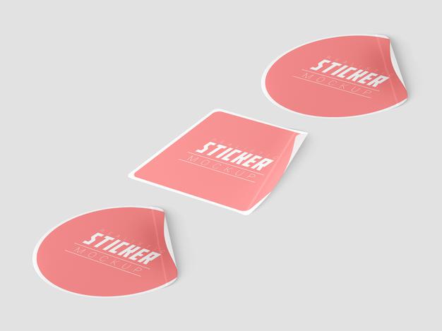 Perspective Sticker Set Mockup Psd