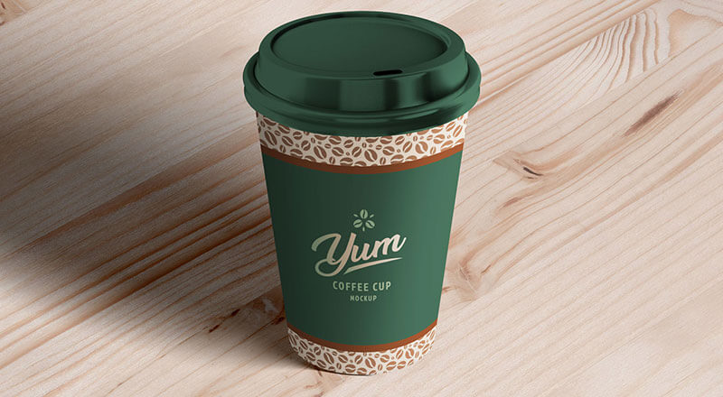 Perspective View Coffee Cup Mockup Psd