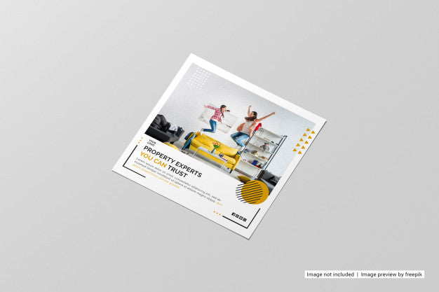 Perspective View Square Flyer Mockup Psd