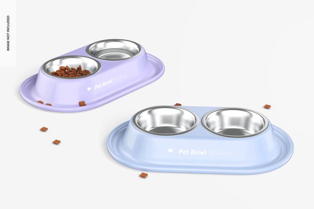 Pet Bowls Mockup, Perspective Psd