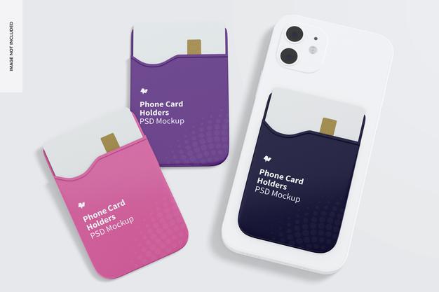 Phone Card Holders Mockup Psd
