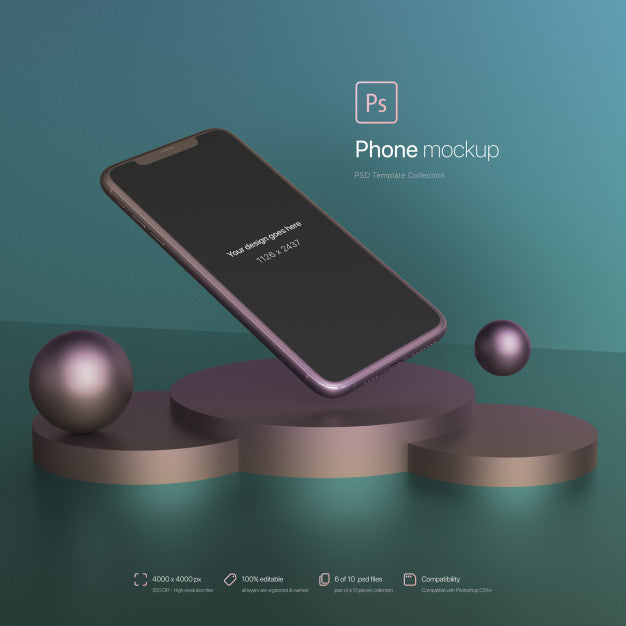 Phone Floating In An Abstract Environment Mockup Psd