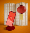 Phone Mock-Up Concept For Chinese New Year Psd