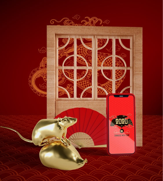 Phone Mock-Up With Chinese Traditional Elements Psd