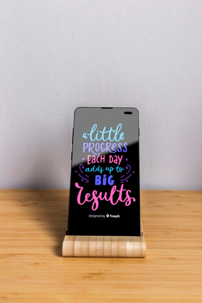 Phone Mock-Up With Inspirational Message Psd
