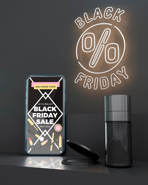 Phone Mock-Up With Neon Lights Psd