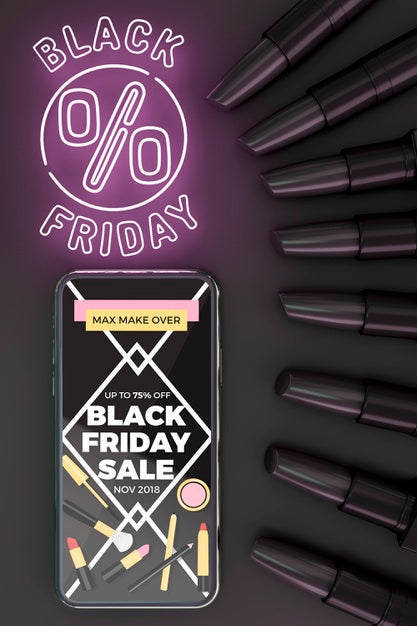 Phone Mock-Up With Purple Neon Lights Psd