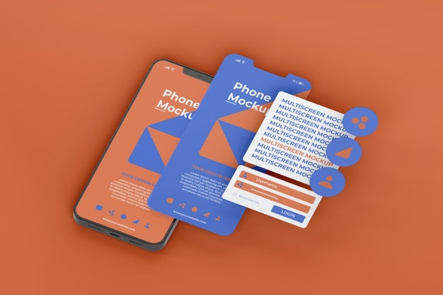 Phone Mockup Design Of Multiscreen Gravity Psd