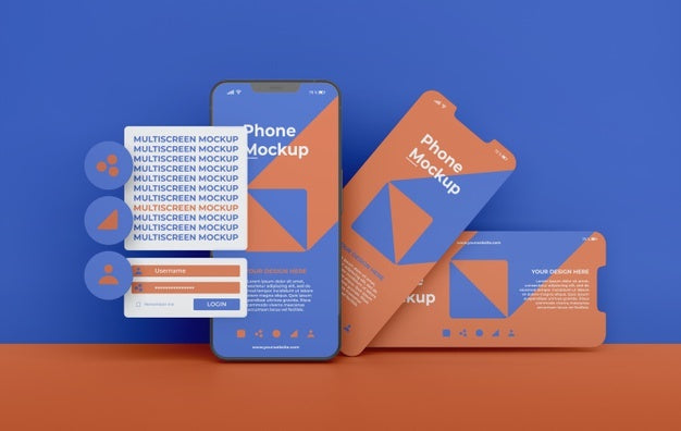 Phone Mockup Design Of Multiscreen Gravity Psd