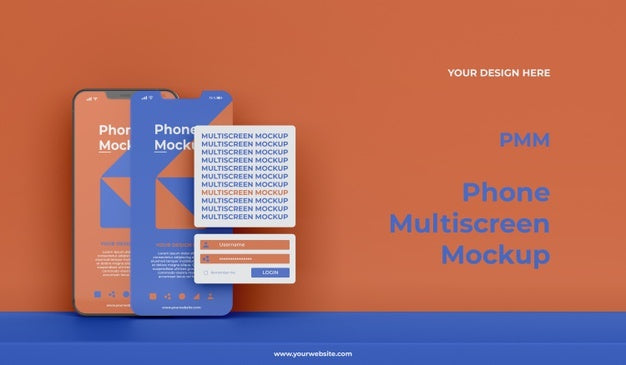 Phone Mockup Design Of Multiscreen Gravity Psd