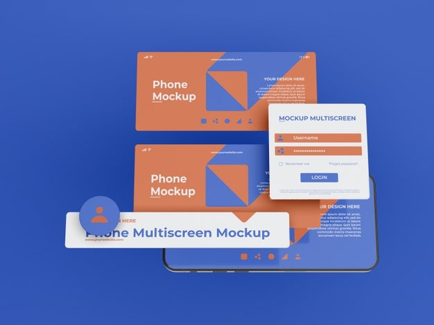 Phone Mockup Design Of Multiscreen Gravity Psd