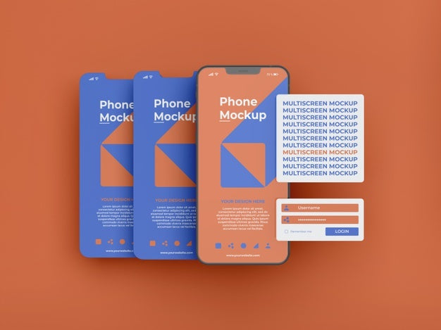 Phone Mockup Design Of Multiscreen Gravity Psd