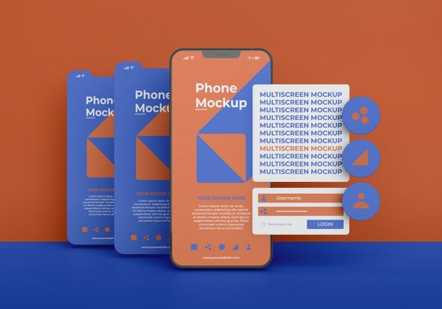 Phone Mockup Design Of Multiscreen Gravity Psd