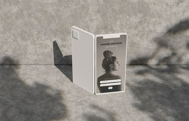 Phone Mockup On Concret Wall With Shadow Psd