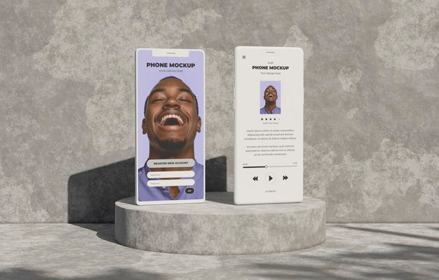 Phone Mockup On Concret Wall With Shadow Psd