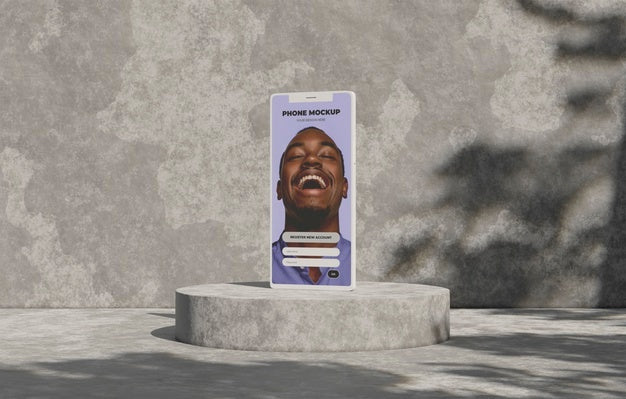 Phone Mockup On Concret Wall With Shadow Psd
