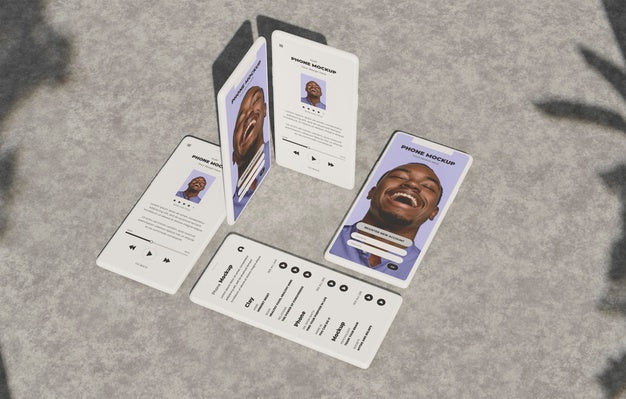 Phone Mockup On Concret Wall With Shadow Psd