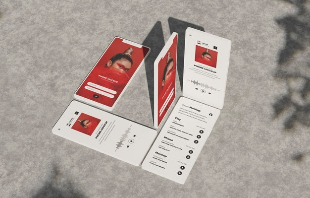 Phone Mockup On Concret Wall With Shadow Psd