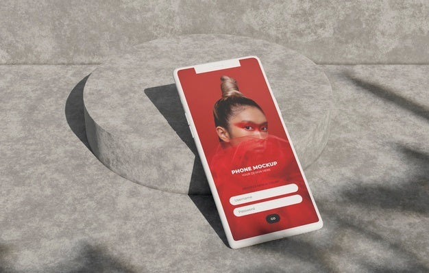 Phone Mockup On Concret Wall With Shadow Psd