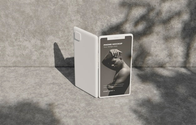 Phone Mockup On Concret Wall With Shadow Psd