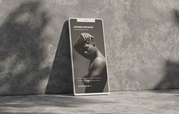 Phone Mockup On Concret Wall With Shadow Psd