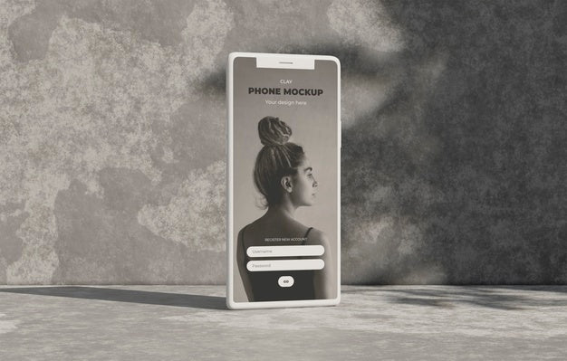 Phone Mockup On Concret Wall With Shadow Psd